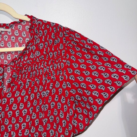 Loft Red & Black Paisley Patterned Womens Blouse Size M - Picture 3 of 7